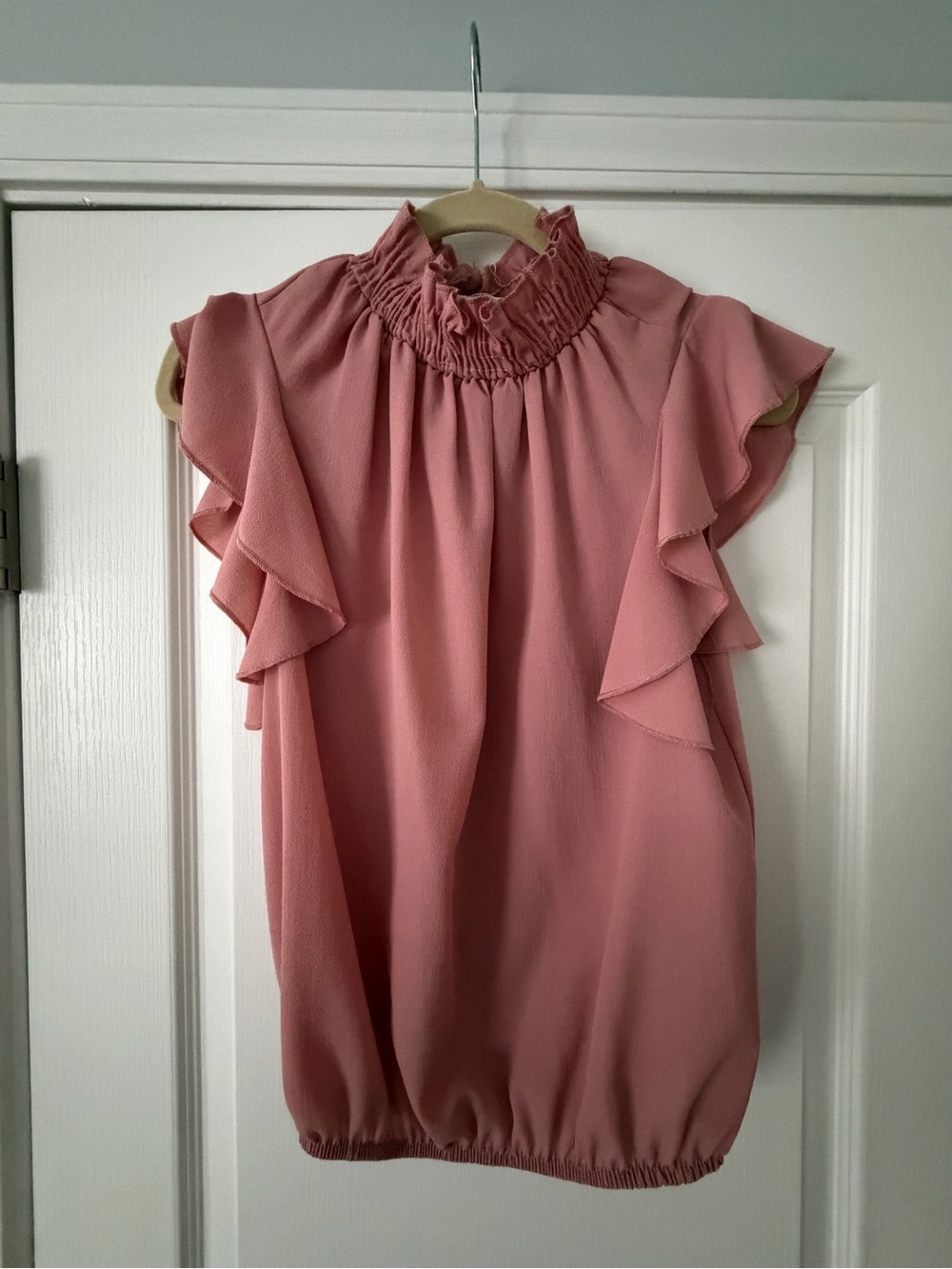 Women’s Smocked Neck Ruffle Blouse - Dusty Rose